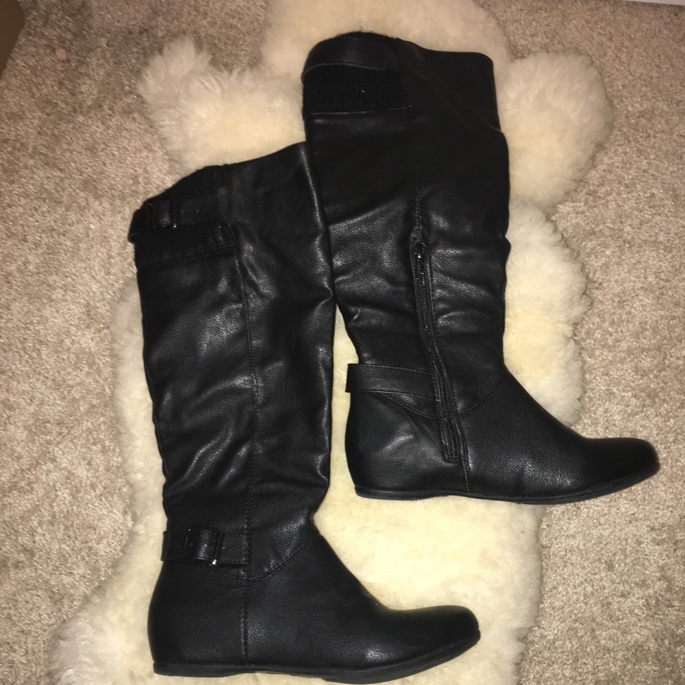 Black flat boots by Call It Spring 6 1/2